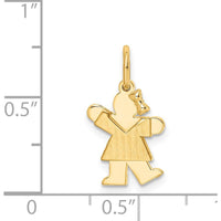 14K Yellow Gold Kids Mini Girl Kiss Charm Pendant with Textured Back - 18mm Length by Oro Pregiato