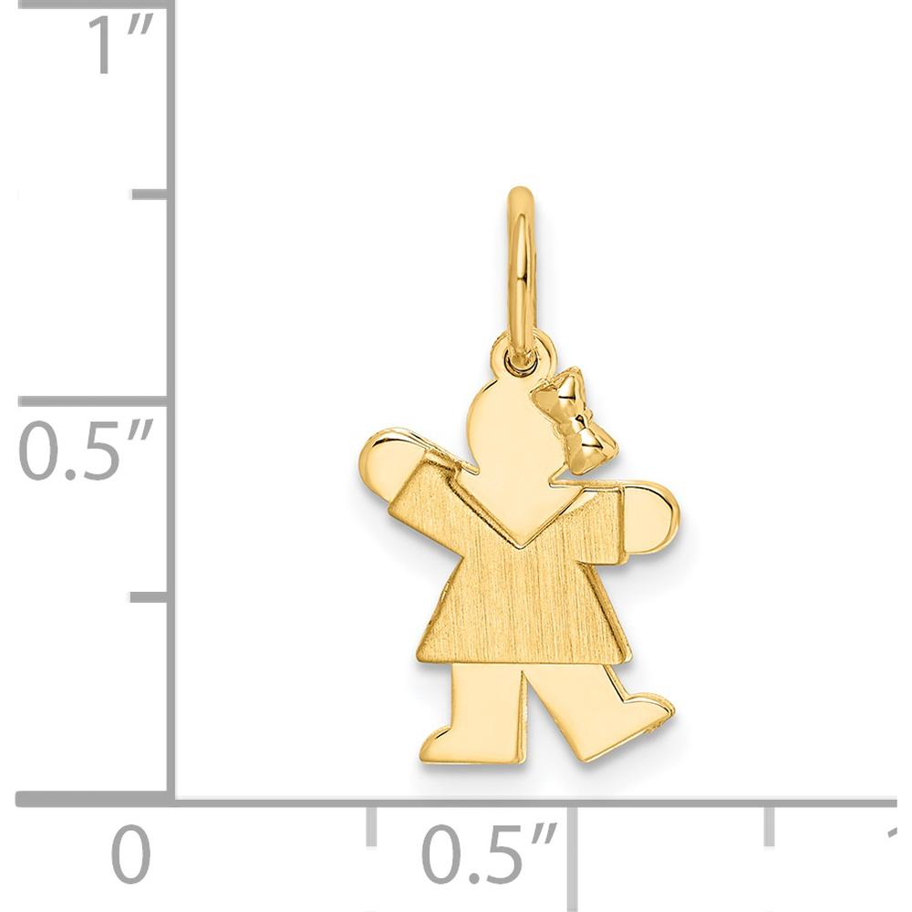 14K Yellow Gold Kids Mini Girl Kiss Charm Pendant with Textured Back - 18mm Length by Oro Pregiato