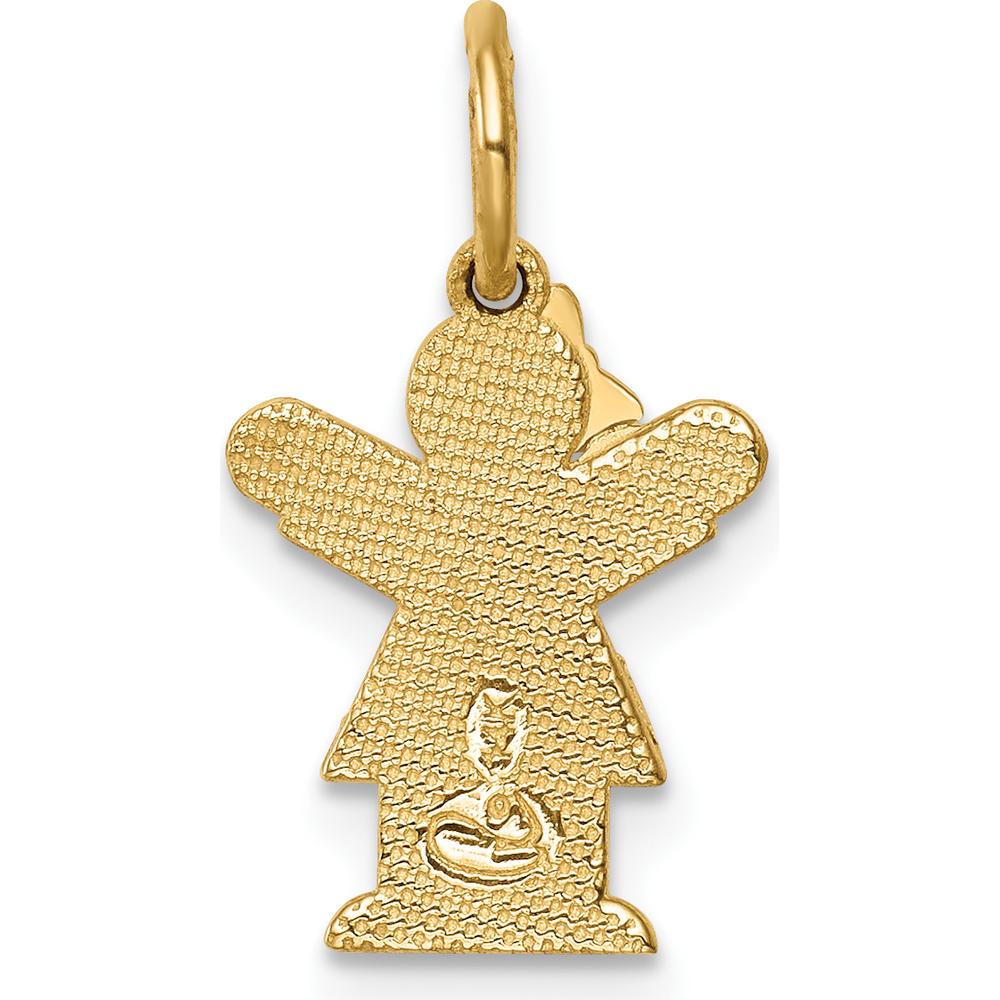 14K Yellow Gold Kids Mini Girl Love Charm Pendant by Oro Pregiato