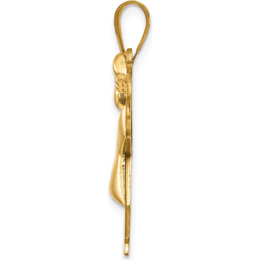 14K Yellow Gold Kids Puffed Girl with Bow Charm - Engravable Love Pendant by Oro Pregiato