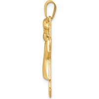 14K Yellow Gold Kids Puffed Girl with Bow Engravable Joy Charm by Oro Pregiato