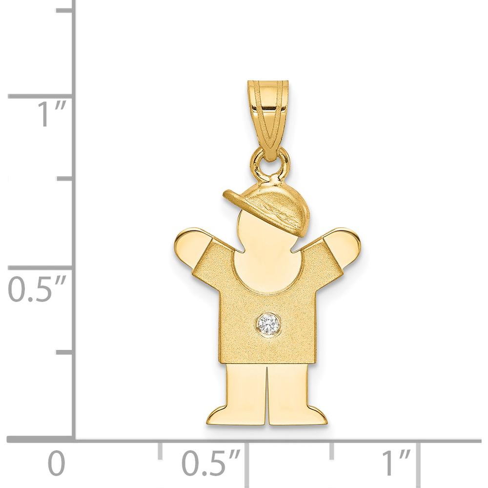 14K Yellow Gold Kids Small Boy with Hat Pendant with Round Diamond - 0.015 Carat Diamond by Oro Pregiato