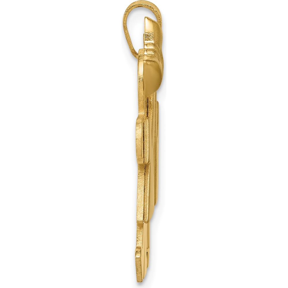 14K Yellow Gold Kids Solid Engravable Medium Girl and Boy Holding Hands Charm - 26mm x 35mm by Oro Pregiato