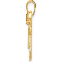 14K Yellow Gold Kids Solid Engravable Small Boy and Girl Holding Hands Charm - 22mm x 26mm by Oro Pregiato