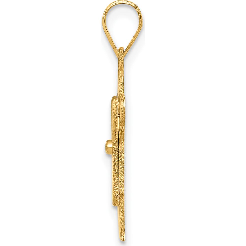 14K Yellow Gold Kids Solid Satin Boy in Overalls Engravable Love Charm by Oro Pregiato