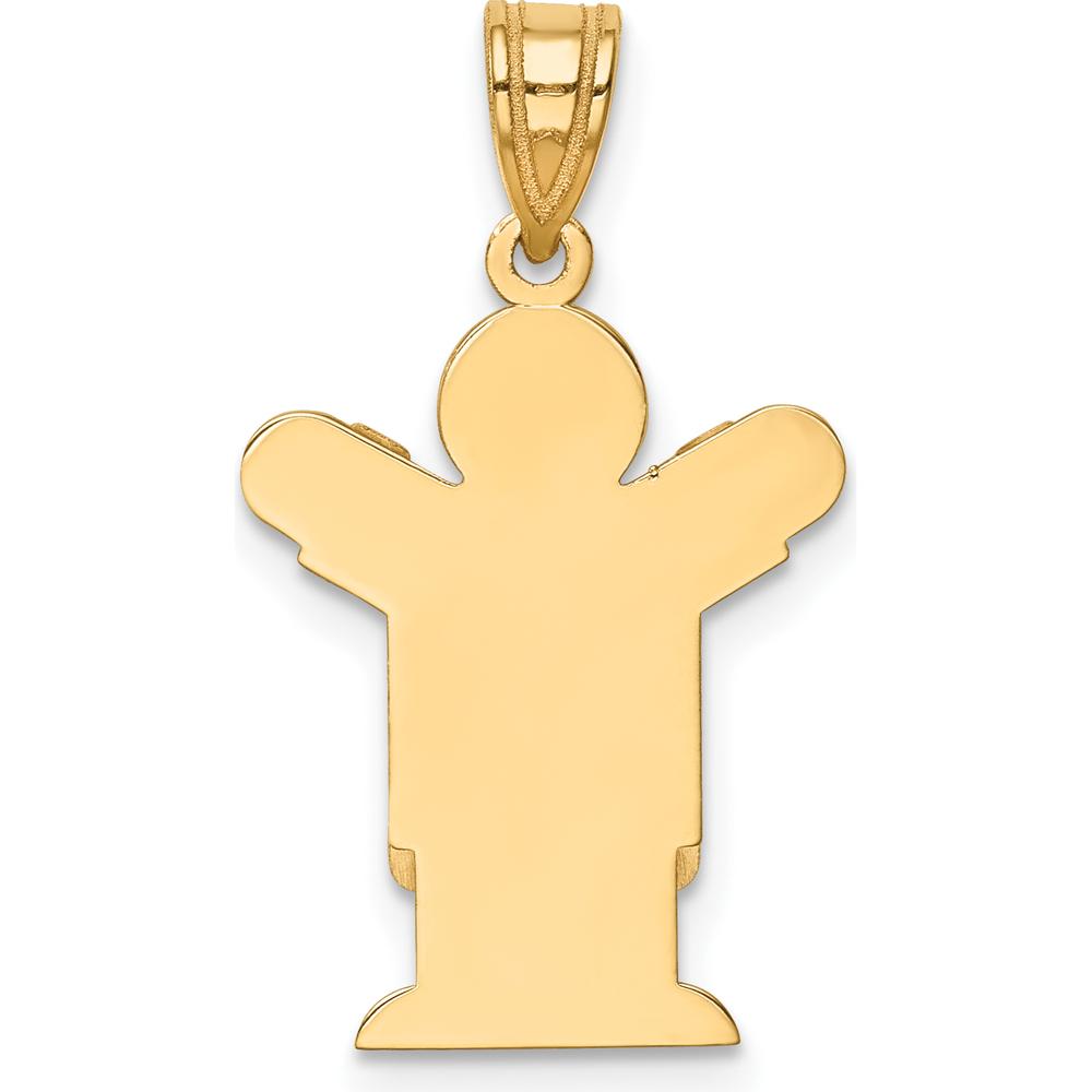 14K Yellow Gold Kids Solid Satin Boy in Overalls Engravable Love Charm by Oro Pregiato