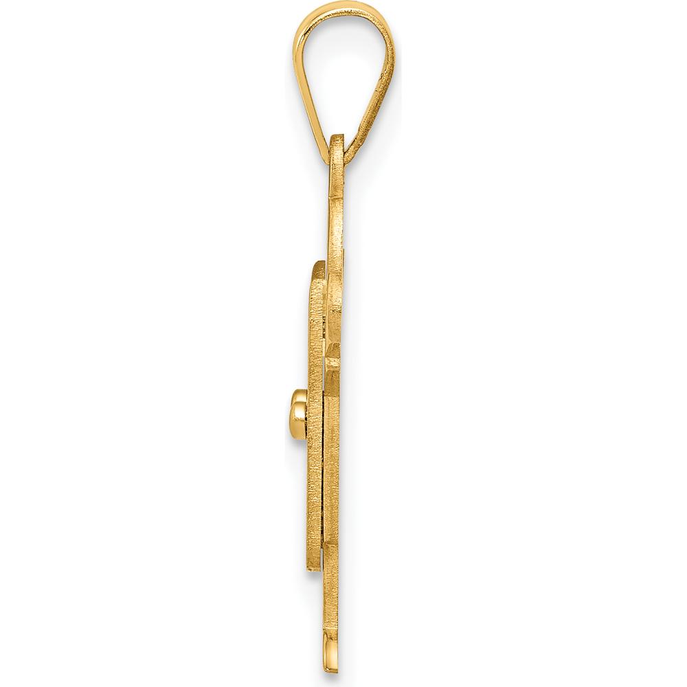 14K Yellow Gold Kids Solid Satin Medium Boy in Overalls Engravable Love Charm by Oro Pregiato