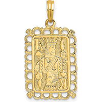 14K Yellow Gold King of Spades Playing Card Charm - Textured Design by Oro Pregiato
