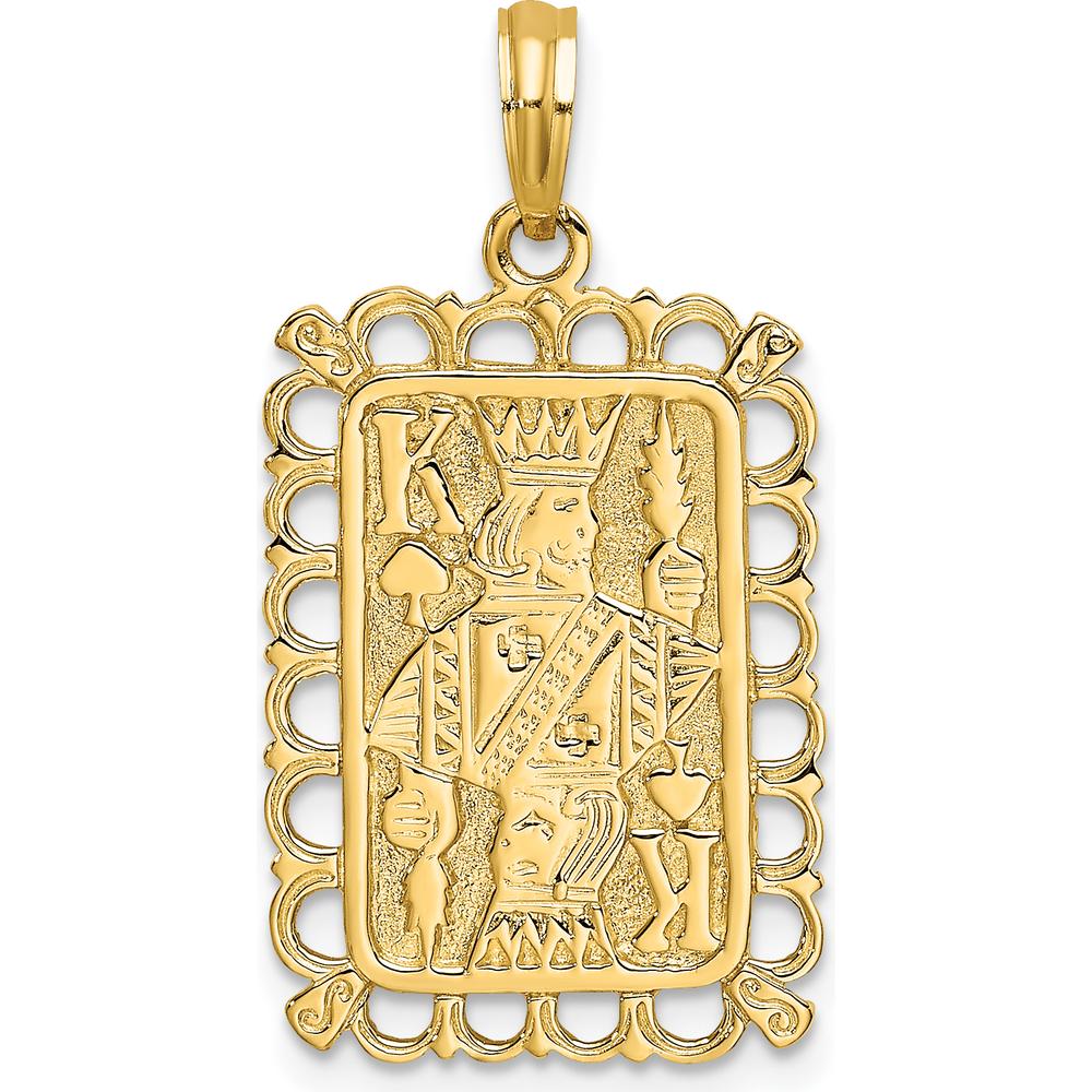 14K Yellow Gold King of Spades Playing Card Charm - Textured Design by Oro Pregiato