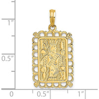14K Yellow Gold King of Spades Playing Card Charm - Textured Design by Oro Pregiato