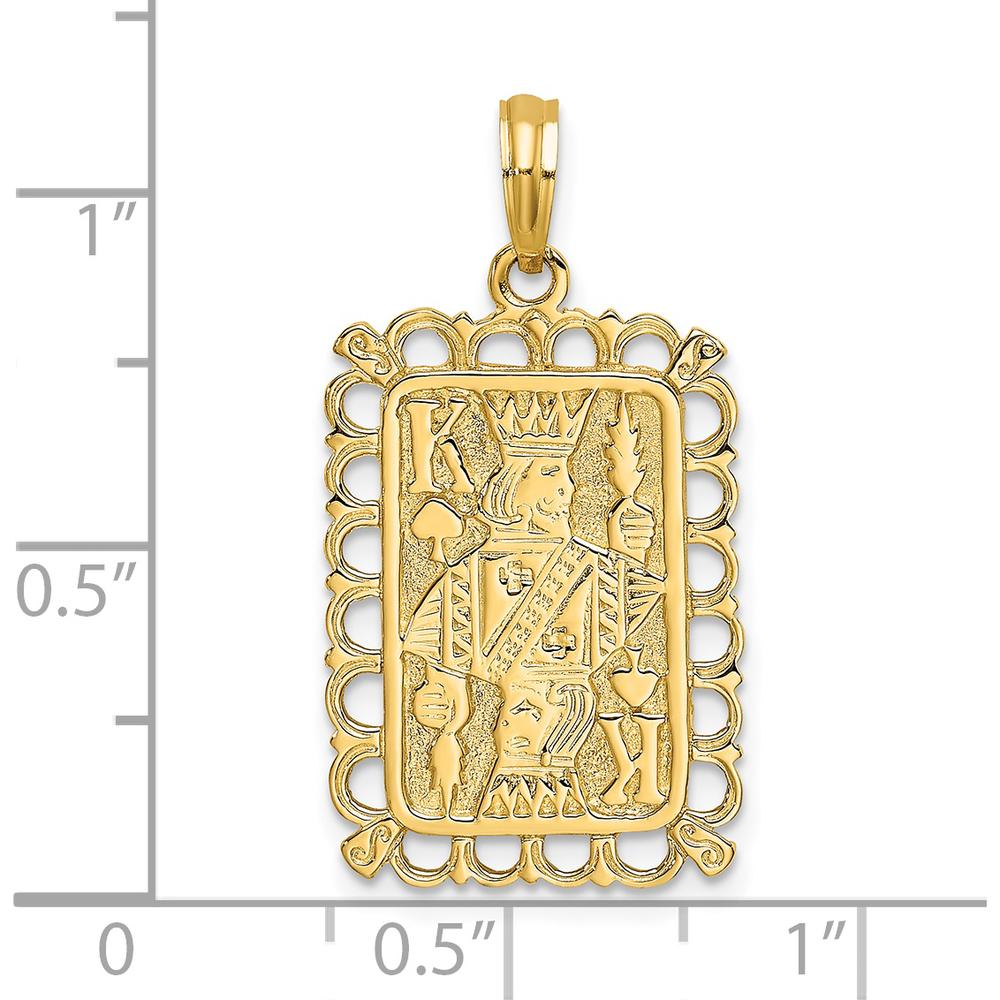 14K Yellow Gold King of Spades Playing Card Charm - Textured Design by Oro Pregiato