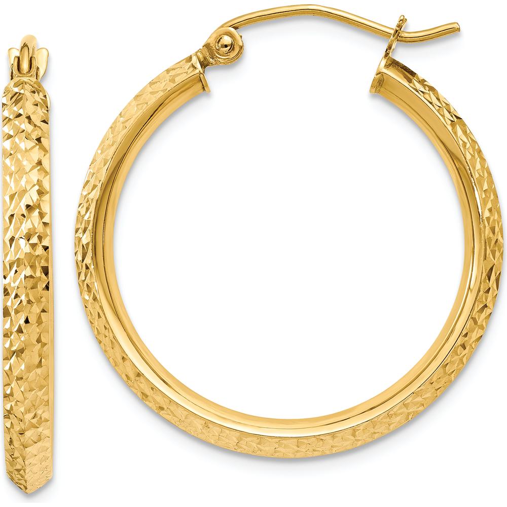 14K Yellow Gold Knife Edge Diamond-Cut 25mm Hoop Earrings by 0