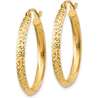 14K Yellow Gold Knife Edge Diamond-Cut 25mm Hoop Earrings by 0