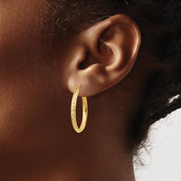 14K Yellow Gold Knife Edge Diamond-Cut 25mm Hoop Earrings by 0