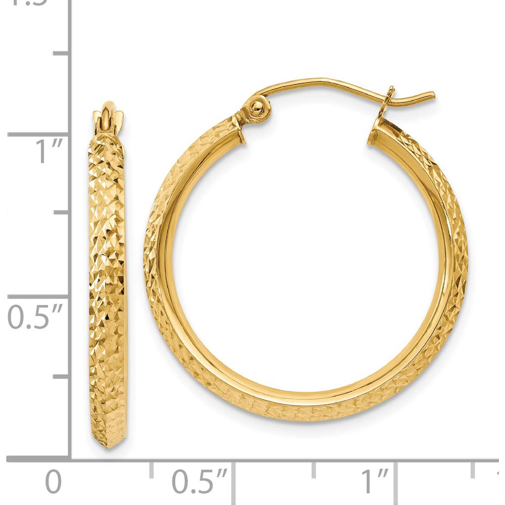 14K Yellow Gold Knife Edge Diamond-Cut 25mm Hoop Earrings by 0