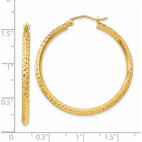14K Yellow Gold Knife Edge Diamond-Cut Hollow Hoop Earrings - 35mm Length by 0