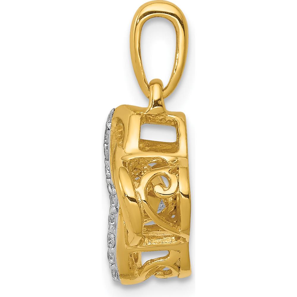 14K Yellow Gold Knot Pendant with 0.25 Carat Round Brilliant Diamond by Monteluci Fine Jewelry