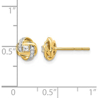 14K Yellow Gold Knot Stud Earrings with Round Natural Diamonds - 0.105 Carat Total Diamond Weight by Monteluci Fine Jewelry