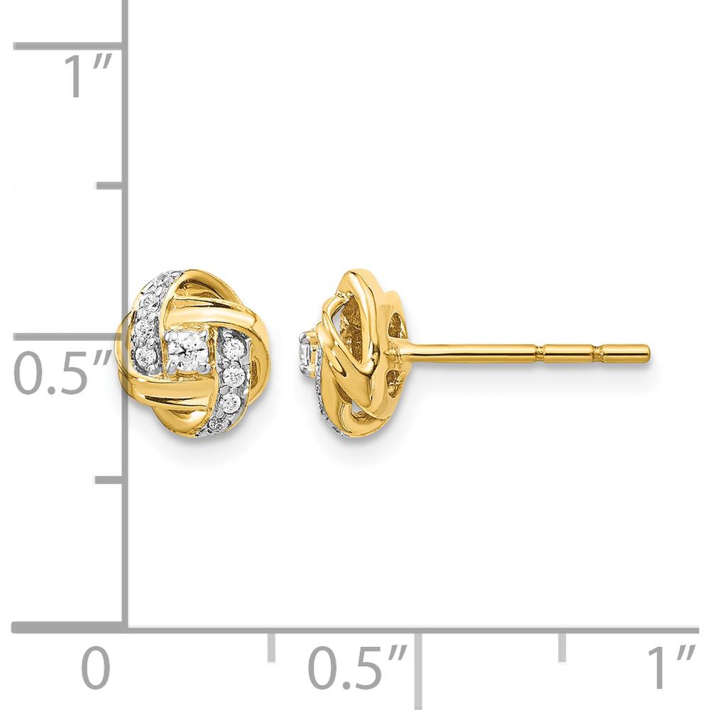 14K Yellow Gold Knot Stud Earrings with Round Natural Diamonds - 0.105 Carat Total Diamond Weight by Monteluci Fine Jewelry