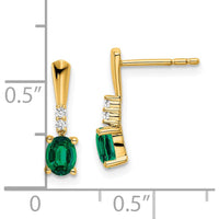 14K Yellow Gold Lab-Created Emerald and Diamond Dangle Earrings - 2.00 Carat Total Emerald Weight by Oro Pregiato