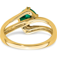 14K Yellow Gold Lab Created Emerald and Diamond Ring with Cushion Cut Emerald - 0.82 Carat Total Emerald Weight by 0