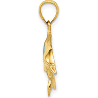 14K Yellow Gold Lab Created Opal Dolphin Pendant - Playful Ocean Inspired Charm by Oro Pregiato