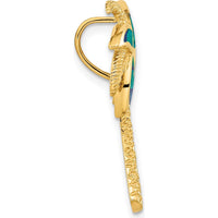 14K Yellow Gold Lab Created Opal Palm Tree Omega Slide Pendant by Oro Pregiato