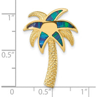 14K Yellow Gold Lab Created Opal Palm Tree Omega Slide Pendant by Oro Pregiato