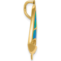 14K Yellow Gold Lab Created Opal Sailboat Omega Slide Pendant - 28mm Length by Oro Pregiato