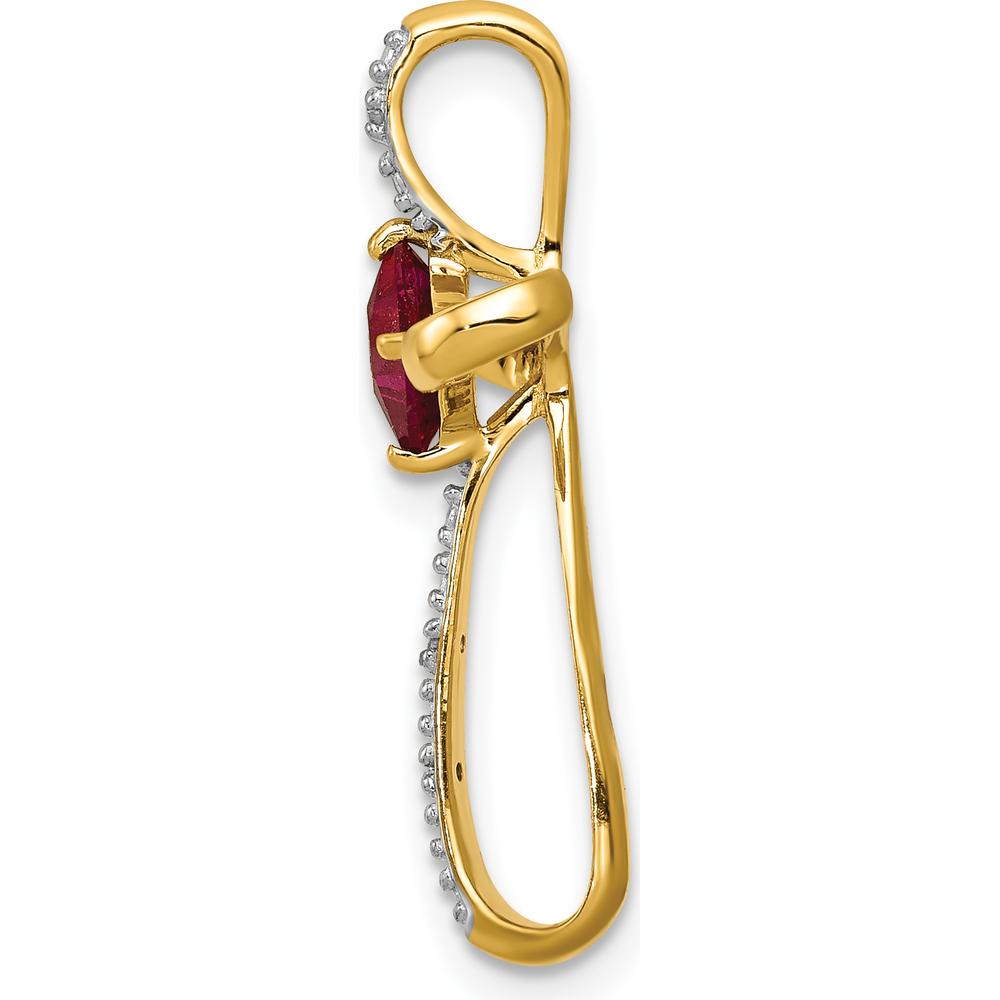 14K Yellow Gold Lab-Created Ruby and Diamond Cross Slide Pendant - 0.46 Carat Ruby by Lumare Gioia