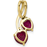 14K Yellow Gold Lab Created Ruby and Diamond Heart Pendant with Open Back Design - 2.00 Carat Total Ruby Weight, 0.02 Carat Total Diamond Weight by Lumare Gioia
