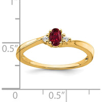 14K Yellow Gold Lab-Created Ruby and Diamond Ring with 0.02 Carat Total Diamond Weight by 0