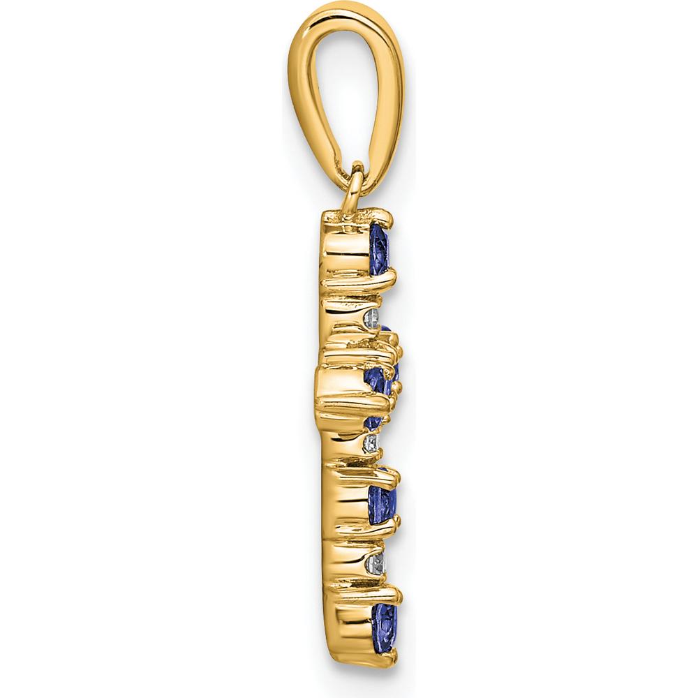 14K Yellow Gold Lab Created Sapphire and Diamond Cross Pendant by Oro Pregiato