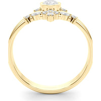 14K Yellow Gold Lab Diamond Chevron Ring - Pear Shape Center 0.375 Carat Total Weight - Size 7 by Robinson's Jewelers