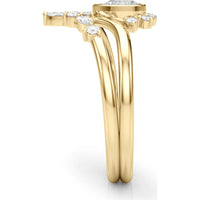 14K Yellow Gold Lab Diamond Chevron Ring - Pear Shape Center 0.375 Carat Total Weight - Size 7 by Robinson's Jewelers