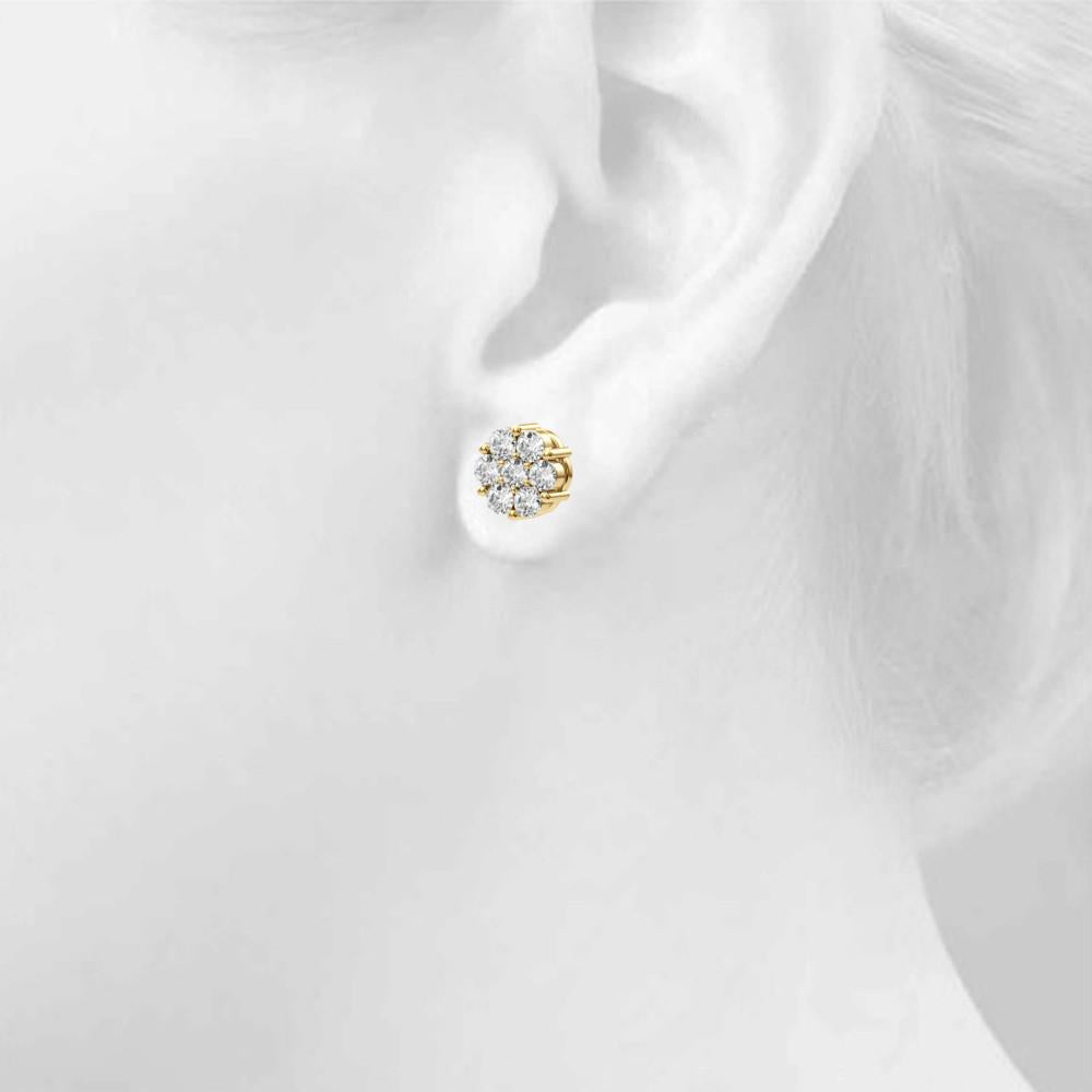 14K Yellow Gold Lab Diamond Earrings Cluster - 0.49 Carat Total Weight by Robinson's Jewelers