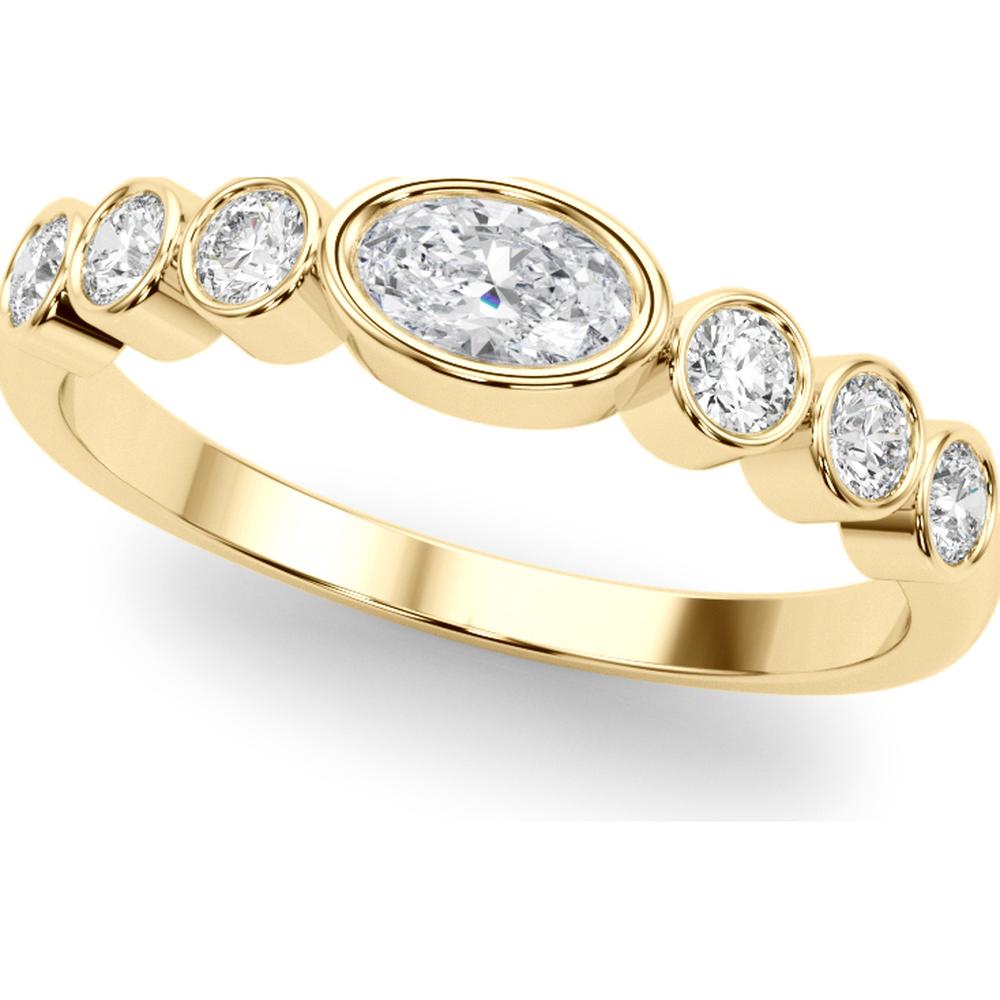 14K Yellow Gold Lab Diamond Oval Halo Ring - 0.50 Carat Total Weight - Size 7 by Robinson's Jewelers