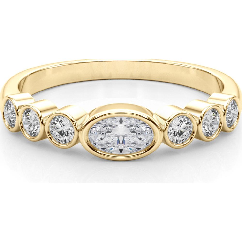 14K Yellow Gold Lab Diamond Oval Halo Ring - 0.50 Carat Total Weight - Size 7 by Robinson's Jewelers