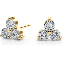 14K Yellow Gold Lab Diamond Three Stone Earrings - 0.96 Carats Total Diamond Weight by Robinson's Jewelers