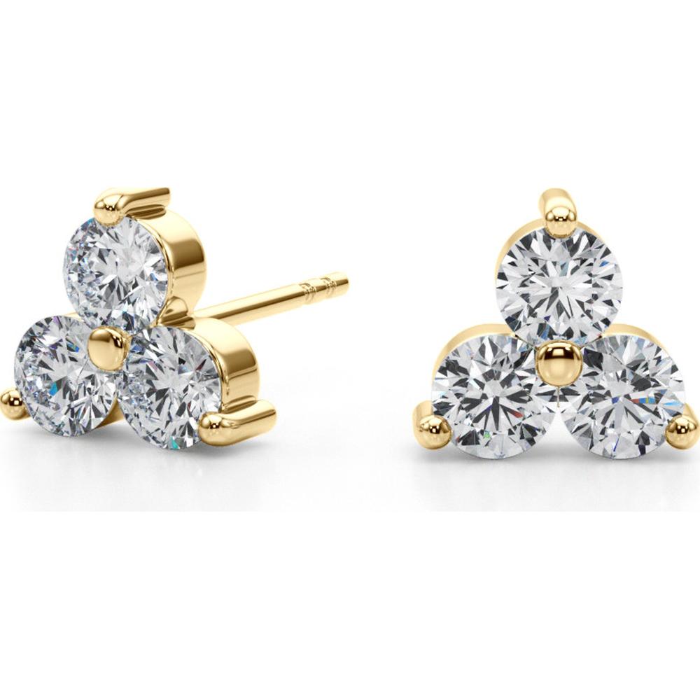 14K Yellow Gold Lab Diamond Three Stone Earrings - 0.96 Carats Total Diamond Weight by Robinson's Jewelers
