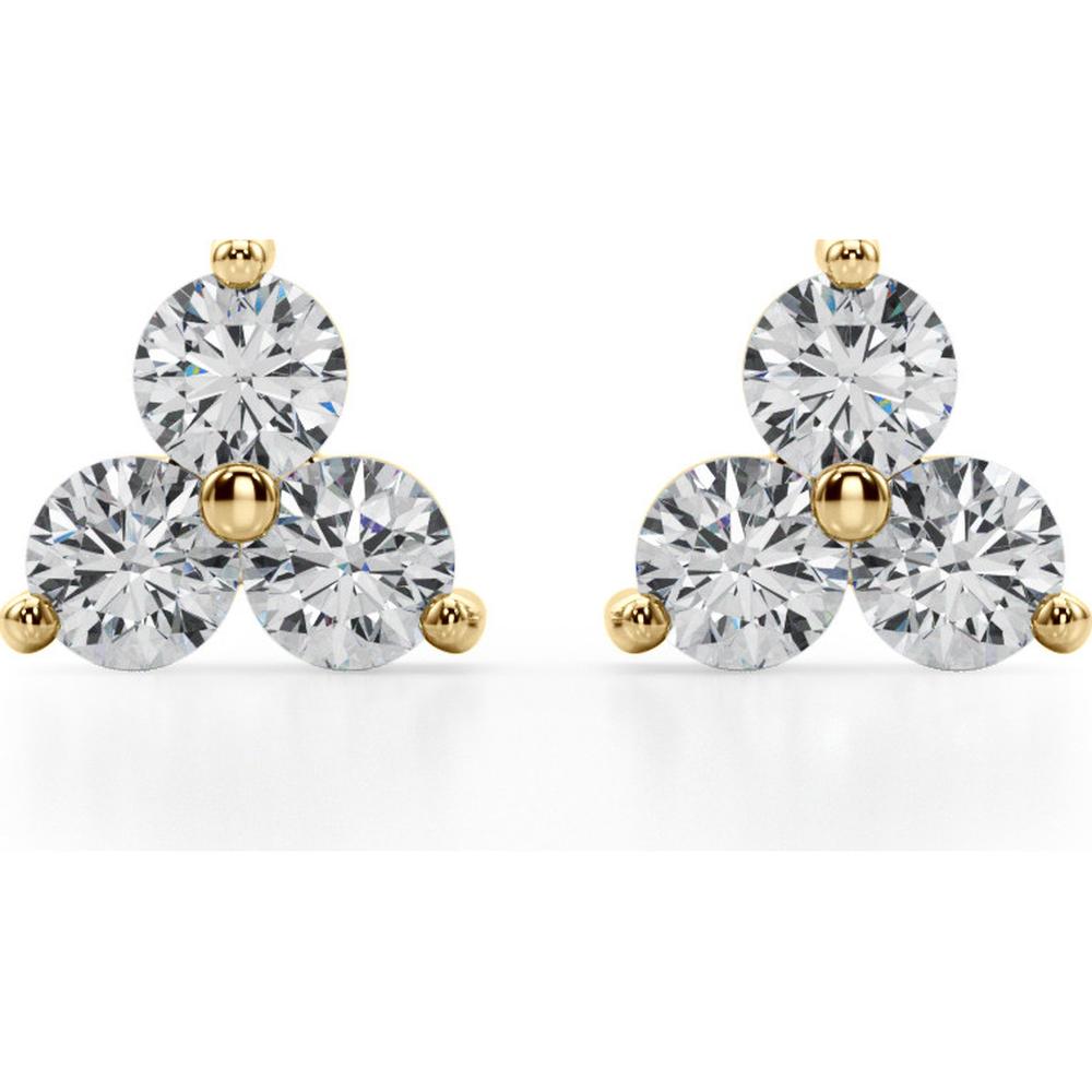 14K Yellow Gold Lab Diamond Three Stone Earrings - 0.96 Carats Total Diamond Weight by Robinson's Jewelers