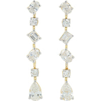 14K Yellow Gold Lab Grown Diamond Drop Earrings with Round, Oval, and Pear - Shaped Diamonds - 4.00 Carat Total Diamond Weight