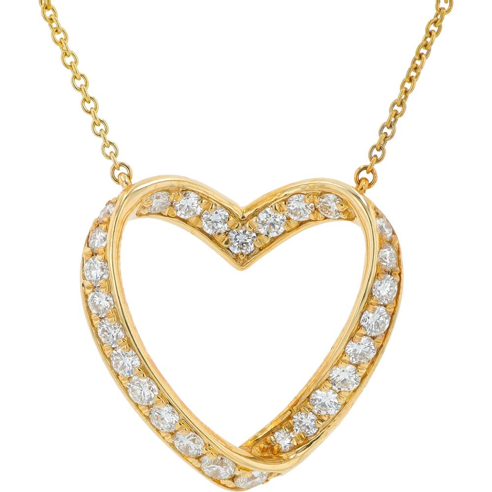 14K Yellow Gold Lab Grown Diamond Heart Pendant - 1.00 Carat Total Diamond Weight