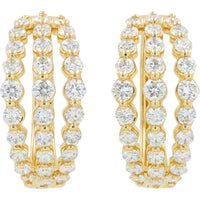 14K Yellow Gold Lab Grown Diamond Hoops - 2.00 Carat Total Diamond Weight