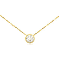 14K Yellow Gold Lab Grown Diamond Pendant Necklace - 0.50 Carats Total Diamond Weight