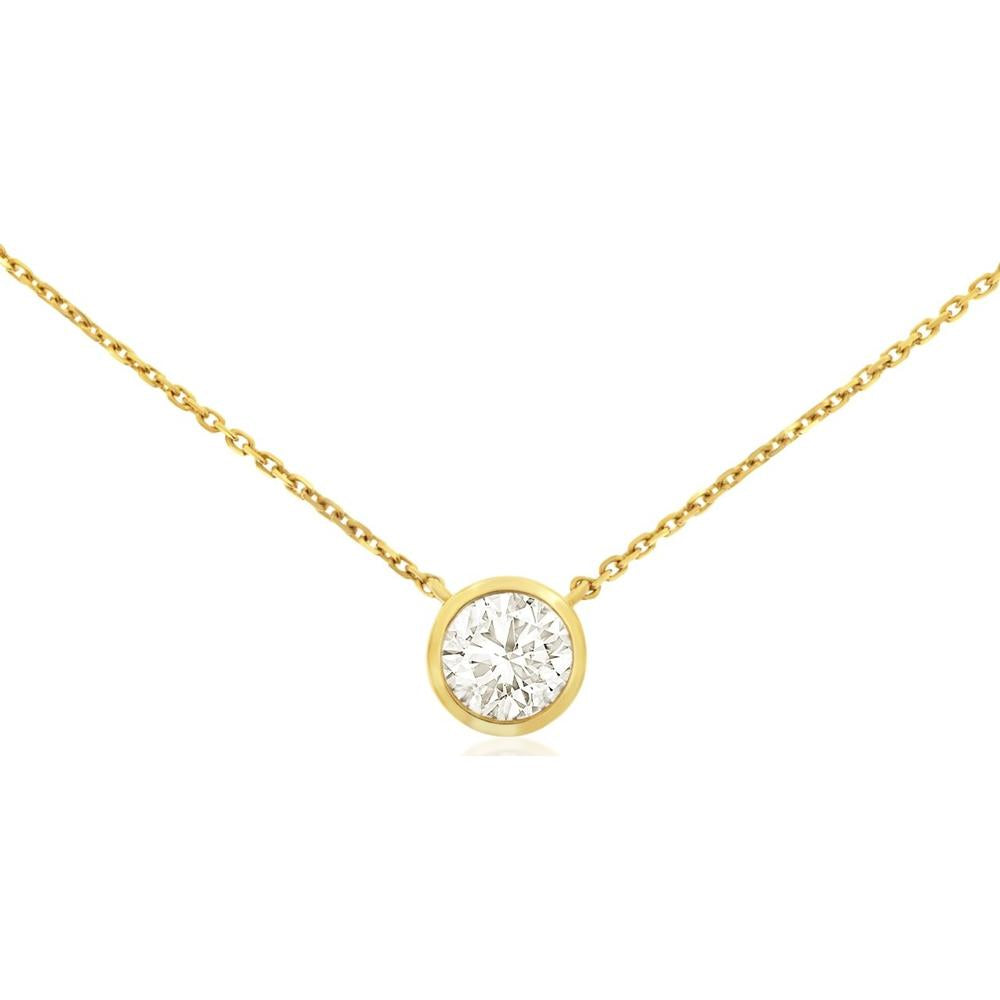 14K Yellow Gold Lab Grown Diamond Pendant Necklace - 0.50 Carats Total Diamond Weight