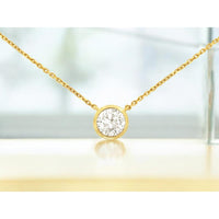 14K Yellow Gold Lab Grown Diamond Pendant Necklace - 0.50 Carats Total Diamond Weight