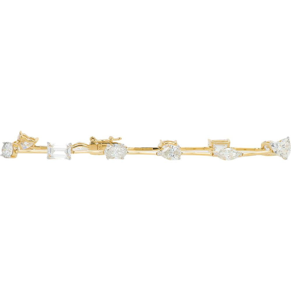 14K Yellow Gold Lab Grown Diamond Tennis Bracelet - 7.00 Carat Total Diamond Weight