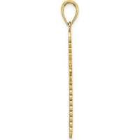 14K Yellow Gold Lace Border Cross Pendant with Polished Finish - 36.4mm Total Length by Oro Pregiato