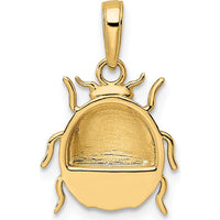 14K Yellow Gold Ladybug Pendant with Rose Rhodium Diamond-Cut Detailing by Oro Pregiato